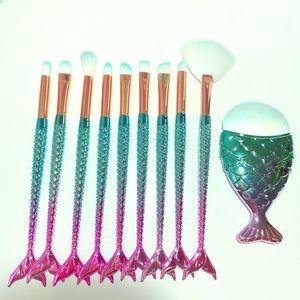 Mermaid makeup brush set